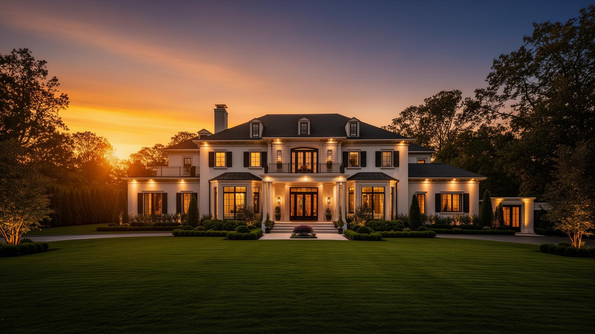 Luxury estate at twilight